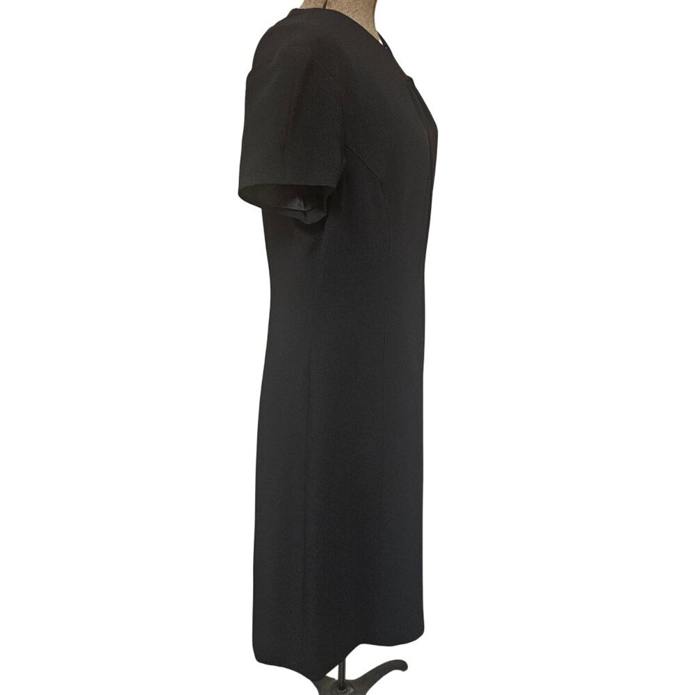 Talbots Petites Black Sheath Dress Womens 12 Short Sleeve V Neck Lined Career - Picture 4 of 9